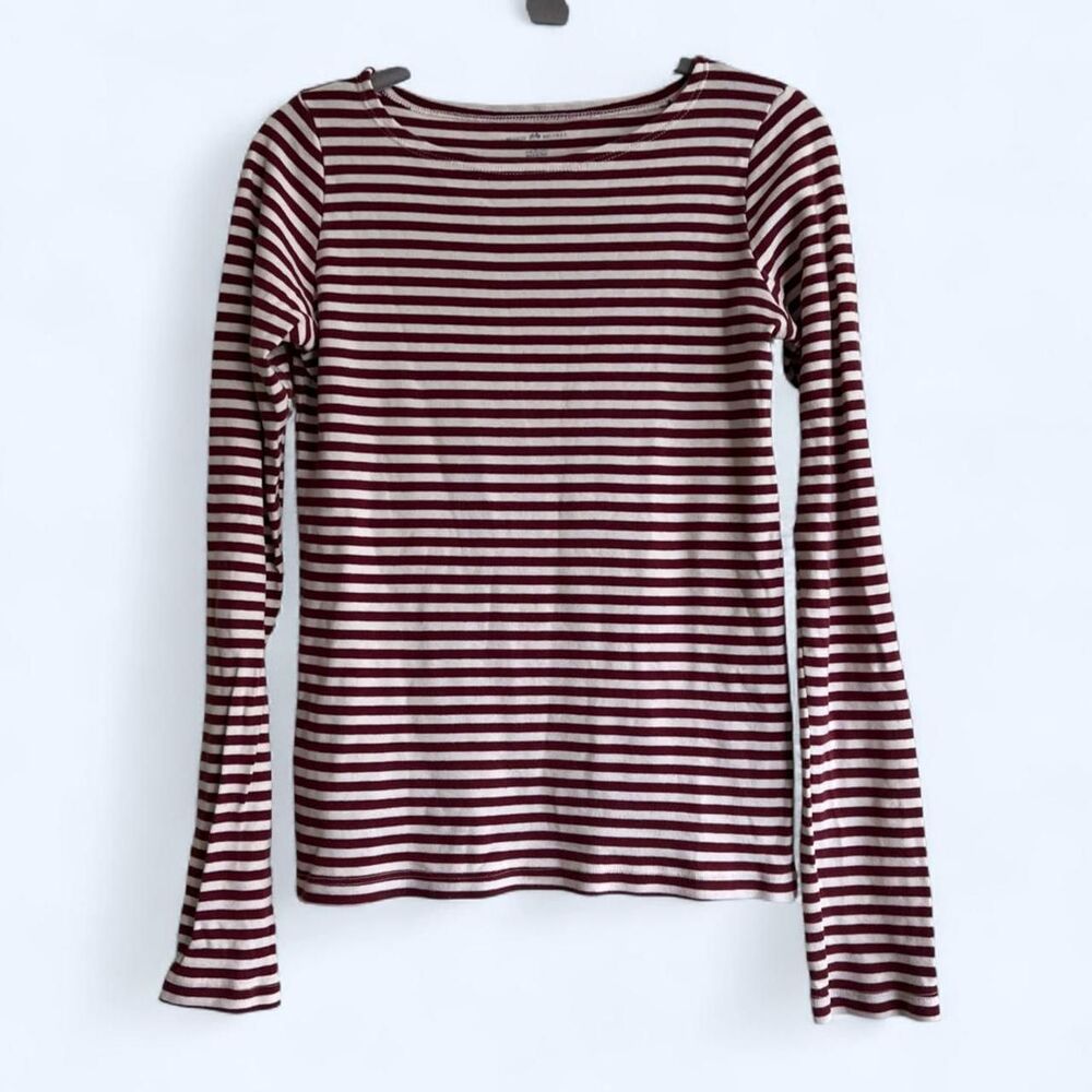 Brandy Melville Red and White Women's Long Sleeve Shirt